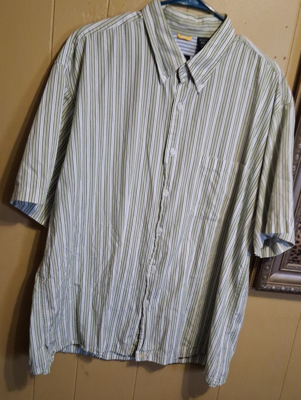 Izod Light Green Striped Short-Sleeve Button-Down Shirt